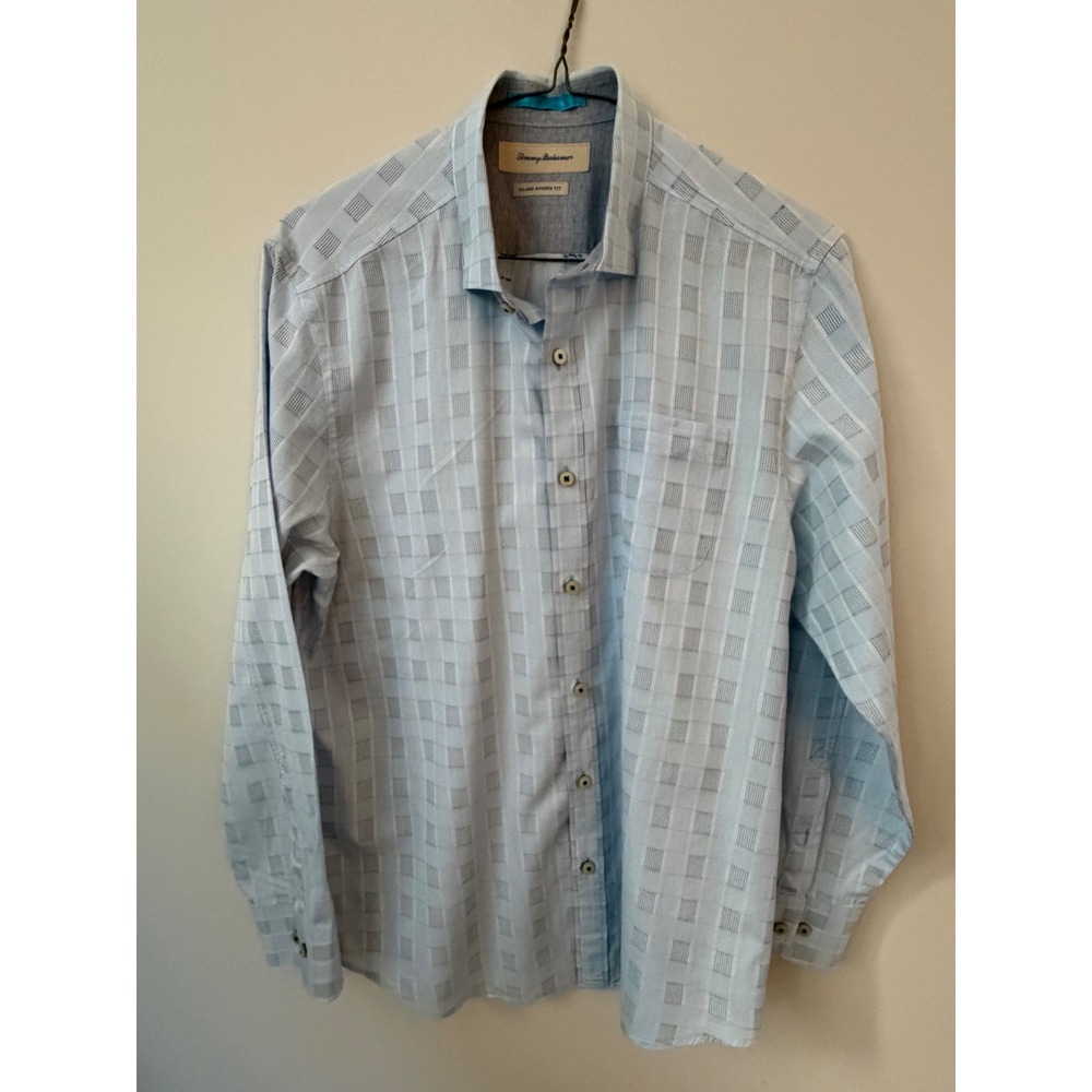 Tommy Bahama Island Modern Fit Men's Textured Long Sleeve Shirt Approx L